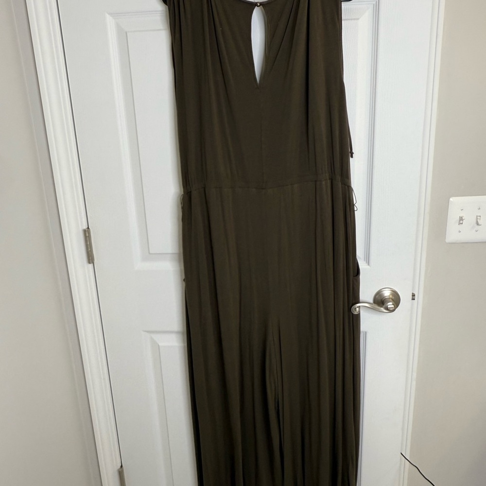 Anthropologie Deep Green Wrap Jumpsuit - Picture 8 of 9